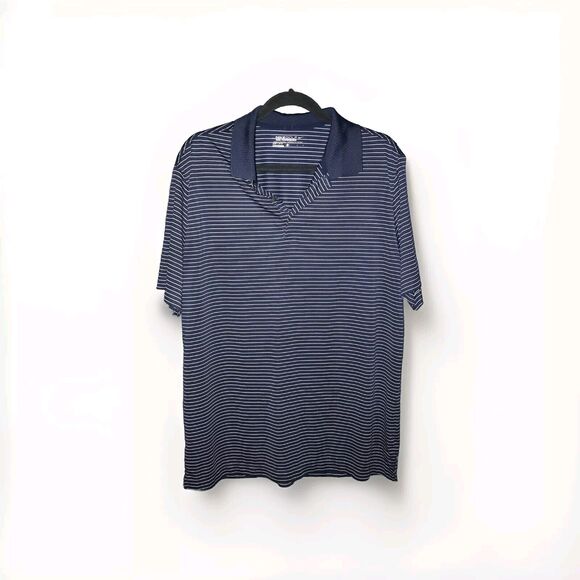 Nike Shirt‎ Golf Tour Performance Mens Large Blue White Stripe Short Sleeve Polo - Picture 1 of 10